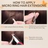 imageDOORES Micro Link Remy Hair Extensions for Women Balayage Chocolate Brown to Caramel Blonde 18 Inch 50g50s Invisible Micro Ring Hair Extensions Straight Hair