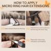 imageDOORES Microlinks Hair Extensions Natural Black 16 Inch 50g50s Micro Loop Hair Extensions for Women