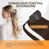 imageDOORES Ponytail Extension Human Hair Extensions Platinum Blonde 18 Inch 80g Clip in Hair Extension Ponytail Straight Wrap Around Hair Extensions Remy Human Hair with Magic Paste Natural Hair4A Chocolate Brown