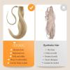 imageDOORES Ponytail Extension Human Hair Extensions Platinum Blonde 18 Inch 80g Clip in Hair Extension Ponytail Straight Wrap Around Hair Extensions Remy Human Hair with Magic Paste Natural Hair18A613A Dark Blonde Highlighted Bleach Blonde