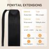 imageDOORES Ponytail Extension Human Hair Extensions Platinum Blonde 18 Inch 80g Clip in Hair Extension Ponytail Straight Wrap Around Hair Extensions Remy Human Hair with Magic Paste Natural Hair1 Jet Black