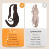 imageDOORES Ponytail Extension Human Hair Extensions Platinum Blonde 18 Inch 80g Clip in Hair Extension Ponytail Straight Wrap Around Hair Extensions Remy Human Hair with Magic Paste Natural Hair2A Light Dark Brown