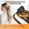 imageDOORES Ponytail Extension Human Hair Extensions Platinum Blonde 18 Inch 80g Clip in Hair Extension Ponytail Straight Wrap Around Hair Extensions Remy Human Hair with Magic Paste Natural Hair427 Chocolate Brown Mixed Caramel Blonde