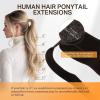 imageDOORES Ponytail Extension Human Hair Extensions Platinum Blonde 18 Inch 80g Clip in Hair Extension Ponytail Straight Wrap Around Hair Extensions Remy Human Hair with Magic Paste Natural Hair2 Dark Brown