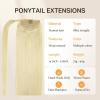 imageDOORES Ponytail Extension Human Hair Extensions Platinum Blonde 18 Inch 80g Clip in Hair Extension Ponytail Straight Wrap Around Hair Extensions Remy Human Hair with Magic Paste Natural Hair613 Bleach Blonde