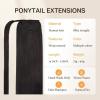 imageDOORES Ponytail Extension Human Hair Extensions Platinum Blonde 18 Inch 80g Clip in Hair Extension Ponytail Straight Wrap Around Hair Extensions Remy Human Hair with Magic Paste Natural Hair1b Natural Black