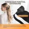imageDOORES Ponytail Extension Human Hair Extensions Platinum Blonde 18 Inch 80g Clip in Hair Extension Ponytail Straight Wrap Around Hair Extensions Remy Human Hair with Magic Paste Natural Hair1 Jet Black
