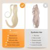 imageDOORES Ponytail Extension Human Hair Extensions Platinum Blonde 18 Inch 80g Clip in Hair Extension Ponytail Straight Wrap Around Hair Extensions Remy Human Hair with Magic Paste Natural Hair60A Platinum Blonde