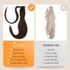 imageDOORES Ponytail Extension Human Hair Extensions Platinum Blonde 18 Inch 80g Clip in Hair Extension Ponytail Straight Wrap Around Hair Extensions Remy Human Hair with Magic Paste Natural Hair4A Chocolate Brown