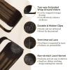 imageDOORES Ponytail Extension Human Hair Extensions Platinum Blonde 18 Inch 80g Clip in Hair Extension Ponytail Straight Wrap Around Hair Extensions Remy Human Hair with Magic Paste Natural Hair262 Dark Brown to Chestnut Brown