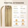 imageDOORES Ponytail Extension Human Hair Extensions Platinum Blonde 18 Inch 80g Clip in Hair Extension Ponytail Straight Wrap Around Hair Extensions Remy Human Hair with Magic Paste Natural Hair1622 Light Blonde Highlighted Golden Blonde
