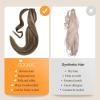 imageDOORES Ponytail Extension Human Hair Extensions Platinum Blonde 18 Inch 80g Clip in Hair Extension Ponytail Straight Wrap Around Hair Extensions Remy Human Hair with Magic Paste Natural Hair427 Chocolate Brown Mixed Caramel Blonde