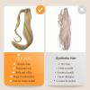 imageDOORES Ponytail Extension Human Hair Extensions Platinum Blonde 18 Inch 80g Clip in Hair Extension Ponytail Straight Wrap Around Hair Extensions Remy Human Hair with Magic Paste Natural Hair1622 Light Blonde Highlighted Golden Blonde
