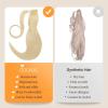 imageDOORES Ponytail Extension Human Hair Extensions Platinum Blonde 18 Inch 80g Clip in Hair Extension Ponytail Straight Wrap Around Hair Extensions Remy Human Hair with Magic Paste Natural Hair613 Bleach Blonde