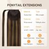 imageDOORES Ponytail Extension Human Hair Extensions Platinum Blonde 18 Inch 80g Clip in Hair Extension Ponytail Straight Wrap Around Hair Extensions Remy Human Hair with Magic Paste Natural Hair262 Dark Brown to Chestnut Brown