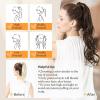 imageDOORES Ponytail Extension Human Hair Extensions Platinum Blonde 18 Inch 80g Clip in Hair Extension Ponytail Straight Wrap Around Hair Extensions Remy Human Hair with Magic Paste Natural Hair2A Light Dark Brown