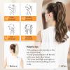 imageDOORES Ponytail Extension Human Hair Extensions Platinum Blonde 18 Inch 80g Clip in Hair Extension Ponytail Straight Wrap Around Hair Extensions Remy Human Hair with Magic Paste Natural Hair427 Chocolate Brown Mixed Caramel Blonde
