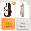 imageDOORES Ponytail Extension Human Hair Extensions Platinum Blonde 18 Inch 80g Clip in Hair Extension Ponytail Straight Wrap Around Hair Extensions Remy Human Hair with Magic Paste Natural Hair262 Dark Brown to Chestnut Brown