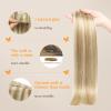 imageDOORES Seamless Clip in Hair Extensions Light Blonde Highlighted Golden Blonde 130g 7pcs 18 Inch Virgin Human Hair Clip in Extensions
