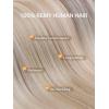 imageDOORES Weft Hair Extensions Human Hair Seamless Wide Tape Ash Blonde Highlighted Platinum Blonde 18 Inch 50g Invisible Genius Tape in Weft Extensions Remy