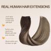 imageDOORES Wire Hair Extensions 16 Inch 95g Remy Human Wire Hair Extensions Invisible Transparent Line Adjustable Hairpieces Secret Extensions Straight Hair Balayage Chocolate Brown to Honey Blonde