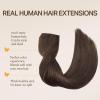 imageDOORES Wire Hair Extensions 16 Inch 95g Remy Human Wire Hair Extensions Invisible Transparent Line Adjustable Hairpieces Secret Extensions Straight Hair Chocolate Brown