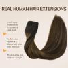 imageDOORES Wire Hair Extensions 16 Inch 95g Remy Human Wire Hair Extensions Invisible Transparent Line Adjustable Hairpieces Secret Extensions Straight Hair Balayage Dark Brown to Chestnut Brown