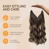 imageDOORES Wire Hair Extensions 16 Inch 95g Remy Human Wire Hair Extensions Invisible Transparent Line Adjustable Hairpieces Secret Extensions Straight Hair Balayage Chocolate Brown to Honey Blonde