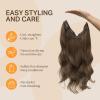 imageDOORES Wire Hair Extensions 16 Inch 95g Remy Human Wire Hair Extensions Invisible Transparent Line Adjustable Hairpieces Secret Extensions Straight Hair Chocolate Brown