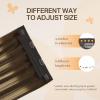 imageDOORES Wire Hair Extensions 16 Inch 95g Remy Human Wire Hair Extensions Invisible Transparent Line Adjustable Hairpieces Secret Extensions Straight Hair Balayage Chocolate Brown to Honey Blonde