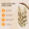 imageDOORES Wire Hair Extensions 18 Inch 95 g Remy Human Wire Hair Extensions Invisible Transparent Line Adjustable Hairpieces Secret Balayage Light Blonde Highlighted Golden Blonde