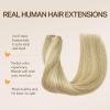 imageDOORES Wire Hair Extensions 18 Inch 95 g Remy Human Wire Hair Extensions Invisible Transparent Line Adjustable Hairpieces Secret Balayage Light Blonde Highlighted Golden Blonde