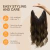 imageDOORES Wire Hair Extensions 20 Inch 110g Remy Human Wire Hair Extensions Invisible Transparent Line Adjustable Hairpieces Secret Extensions Straight Hair Balayage Dark Brown to Chestnut Brown