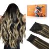imageDOORES Clipin Hair Extensions Real Human Hair Balayage Natural Black to Light Blonde 18 Inch 150g 9pcs Clipin Extensions Human Hair Natural Thick