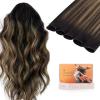 imageDOORES Genius Sew in Weft Hair Extensions Human Hair 20 Inch Natural Black to Chestnut Brown 60g Sew in Extensions Human Hair Handtied Weft Extensions