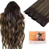 imageDOORES Human Hair Extensions Genius Sew in Weft Hair Extensions 22 Inch Balayage Dark Brown to Chestnut Brown 60g Sew in Extensions Virgin Extensions