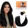 imageDOORES I Tip Hair Extensions Human Hair Jet Black 50g50s 18 Inch Invisible I Tips Natural Cold Fusion Straight Natural