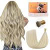 imageDOORES ITip Human Hair Extensions Ash Blonde Highlighted Platinum Blonde 50g50s 18 Inch Long Straight I Tip Hair Extensions Invisible Human Hair Cold Fusion Hair Extensions