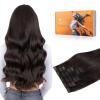 imageDOORES Invisible Edge Clip in Hair Extensions Dark Brown 130g 7pcs 18 Inch Virgin Thick Hair Extensions for Women Silky Straight Weft
