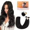 imageDOORES K Tip Hair Extensions Real Human Hair Natural Black 20 Inch 50g50s Invisible U Tip Natural Straight