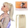 imageDOORES Ponytail Extension Human Hair Extensions Platinum Blonde 18 Inch 80g Clip in Hair Extension Ponytail Straight Wrap Around Hair Extensions Remy Human Hair with Magic Paste Natural Hair60A Platinum Blonde