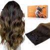 imageDOORES Seamless Clip in Hair Extensions Human Hair Chocolate Dip Color Melt 7pcs 150g 20 Inch Remy Hair Natural Straight Hair Thin Weft Hair invisible Edge