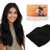 imageDOORES Sew in Hair Extensions Real Human Hair Jet Black 16 Inch 80g Full Head Weft Natural Straight Extensions for Women