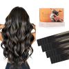 imageDOORES Tape in Hair Extensions Human Hair Jet Black 18 Inch 50g20pcs Genius Tape in Extensions for Women Straight InvisibleT1B19P1B
