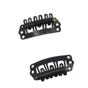 imageDOORES 2 Pieces Hair Extensions Clip 6Teeth UShape 30mm 12gpcs Metal Snap Clips for Hair Extensions Hairpiece Wig Accessories Clips with Rubber Silicone Back Black