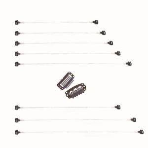 imageDOORES Brown Invisible Elastic Fish Line for Wire Hair Extensions 8pcs 185cm 245cm 30cm Secret Wire Extensions with 4 Stainless Steel Clips