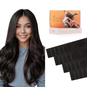 imageDOORES Genius Hair Extensions Real Human Hair Tape in Dark Brown 18 Inch 50g20pcs Invisible Tape in Extensions for Women Seamless and Natural