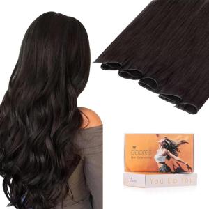 imageDOORES Genius Sew in Weft Hair Virgin Human Hair Extensions 20 Inch Dark Brown 60g Real Extensions Genius Sew In