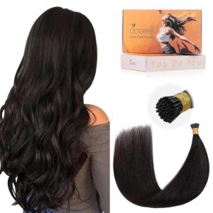 imageDOORES I Tip Hair Extensions Dark Brown 50g50s 18 Inch Itip Human Hair Extensions Real Human Hair Itip Extensions Remy Straight Hair Extensions Invisible I Tips Extensions Cold Fusion Hair