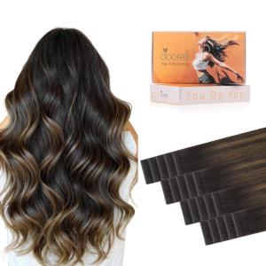 imageDOORES Tape in Hair Extensions Human Hair Jet Black 18 Inch 50g20pcs Genius Tape in Extensions for Women Straight InvisibleT26P2